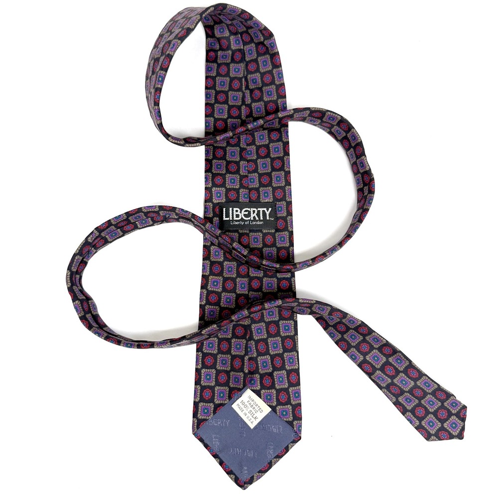 Vintage Liberty of London Silk Tie Mens Necktie Geometric Pattern - Picture 5 of 5